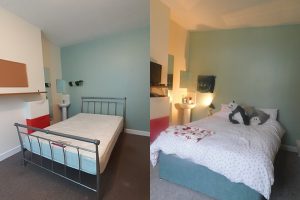 Before and after of a bedroom