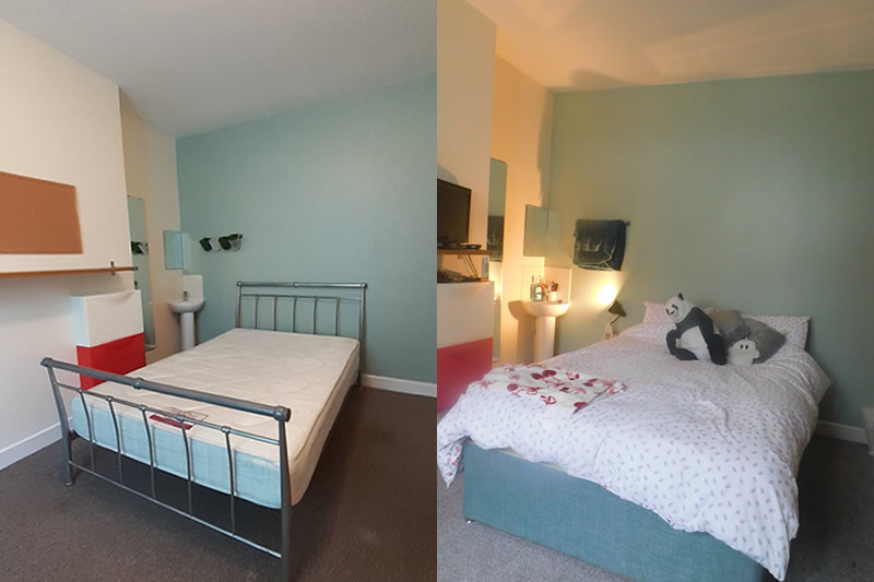 Before and after of a bedroom